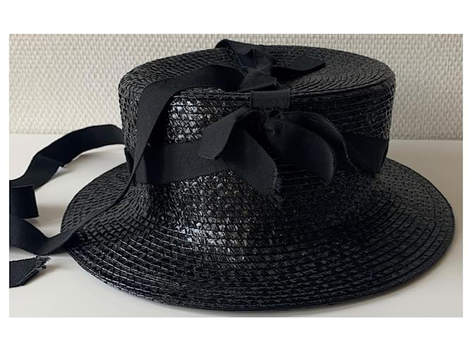 Cappello Chanel nero in cotone e viscosa con fiocchi - vista 5