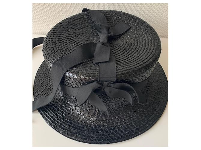 Cappello Chanel nero in cotone e viscosa con fiocchi - vista 6