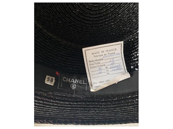 Cappello Chanel nero in cotone e viscosa con fiocchi - vista 7