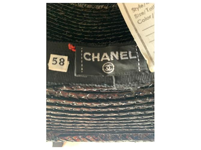 Cappello Chanel nero in cotone e viscosa con fiocchi - vista 8