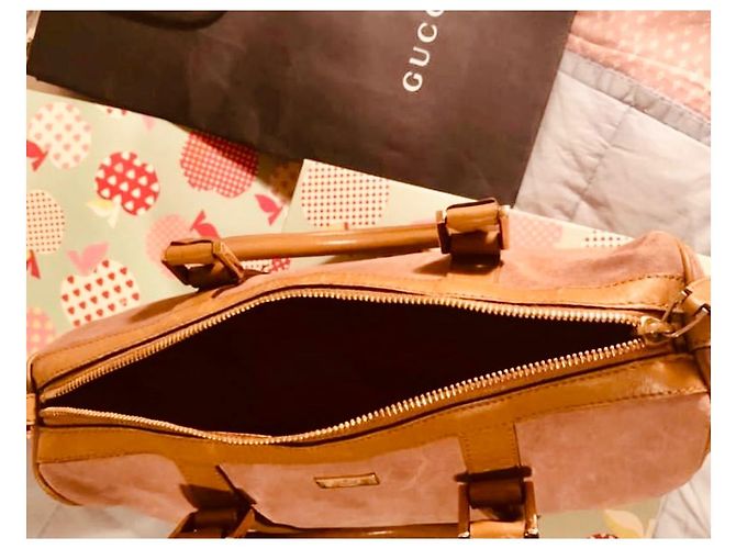 Ophidia Borsa Gucci Boston Rosa in Camoscio e Pelle - vista 13