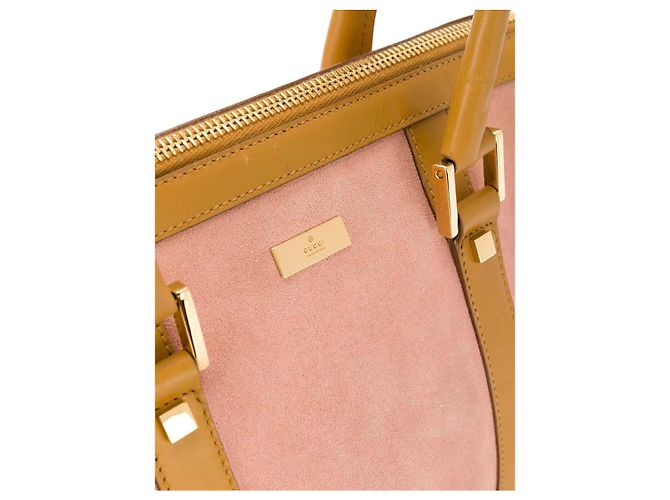 Ophidia Borsa Gucci Boston Rosa in Camoscio e Pelle - vista 4