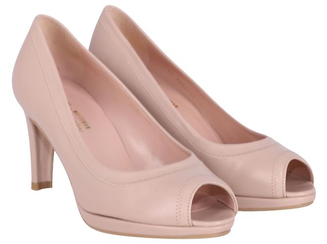 Stuart Weitzman Décolleté Peep Toe in Pelle Rosa - vista 2