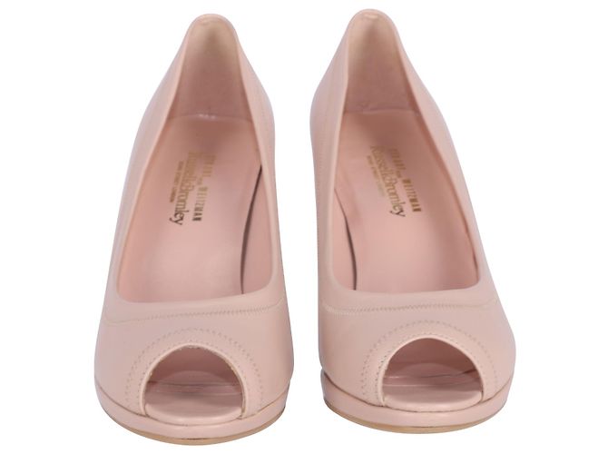 Stuart Weitzman Décolleté Peep Toe in Pelle Rosa - vista 4