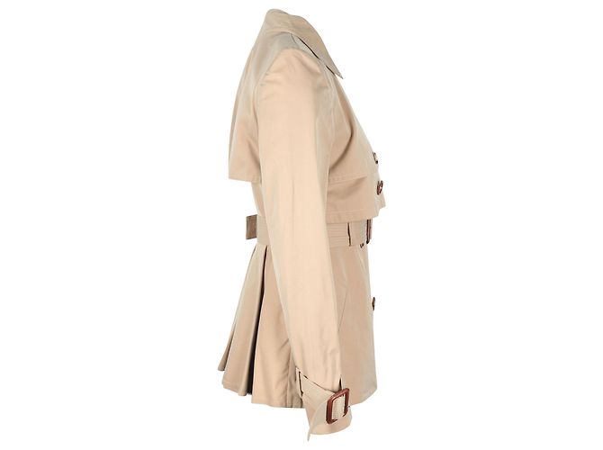 Gabardina corta con cinturón en algodón beige de Alexander McQueen - vista 2