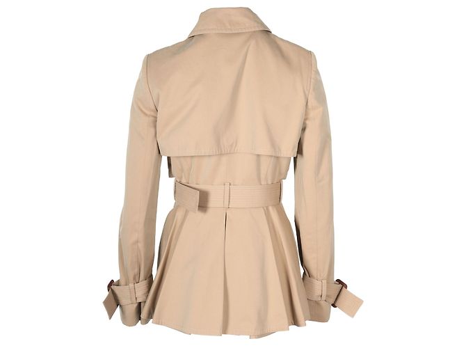 Gabardina corta con cinturón en algodón beige de Alexander McQueen - vista 3