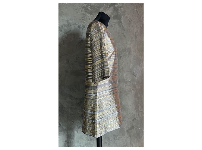 Jay Ahr Mini Lamé Kleid aus Seide Metallic Metallisch - Ansicht 2