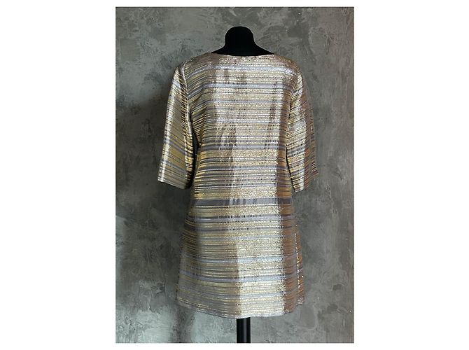 Jay Ahr Mini Lamé Kleid aus Seide Metallic Metallisch - Ansicht 3