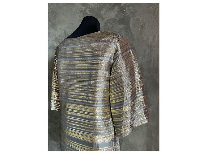 Jay Ahr Mini Lamé Kleid aus Seide Metallic Metallisch - Ansicht 4