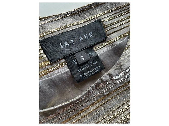 Jay Ahr Mini Lamé Kleid aus Seide Metallic Metallisch - Ansicht 6