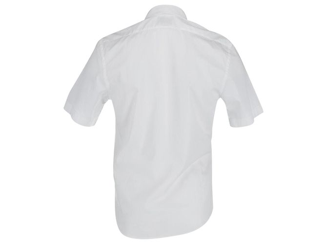 Acne Studios Chemise boutonnée à manches courtes en popeline de coton blanche - vue 3