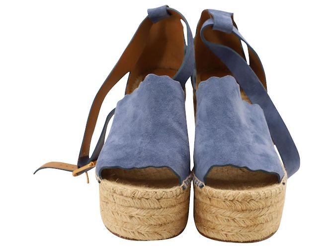 Chloé Espadrillas con zeppa Chloe Lauren in camoscio blu cobalto - vista 2