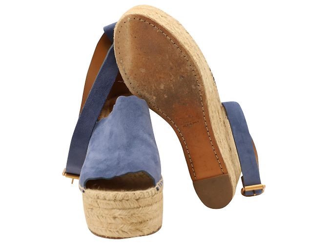 Chloé Espadrillas con zeppa Chloe Lauren in camoscio blu cobalto - vista 3