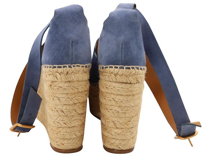 Chloé Espadrillas con zeppa Chloe Lauren in camoscio blu cobalto - vista 5