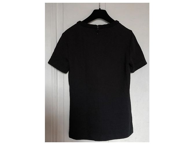 Top Chanel negro de manga corta de algodón - vista 2