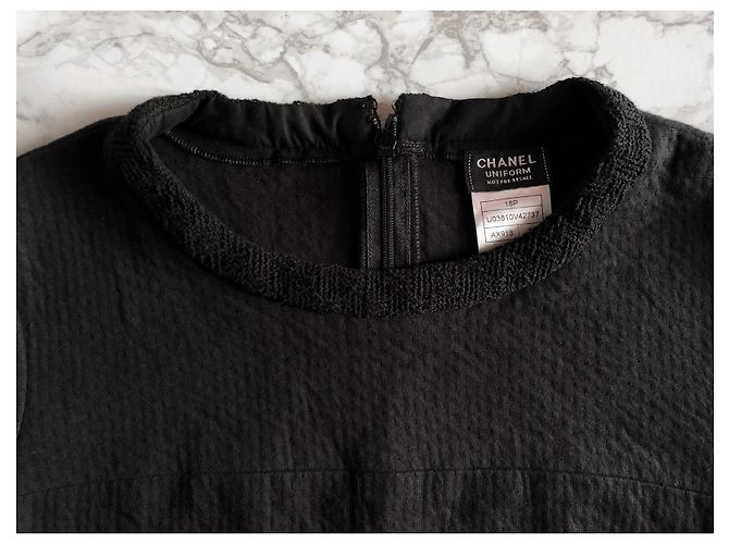 Top Chanel negro de manga corta de algodón - vista 4