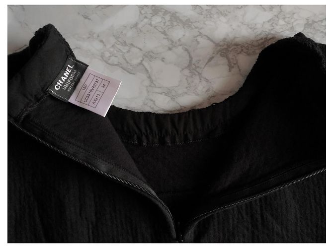 Top Chanel negro de manga corta de algodón - vista 5