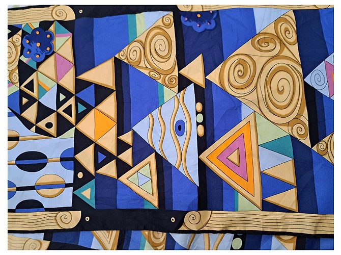 Frey Wille Maxi twill di seta blu egiziano ultra raro Nero Multicolore Beige D'oro Giallo Blu navy Blu chiaro Blu scuro - vista 5