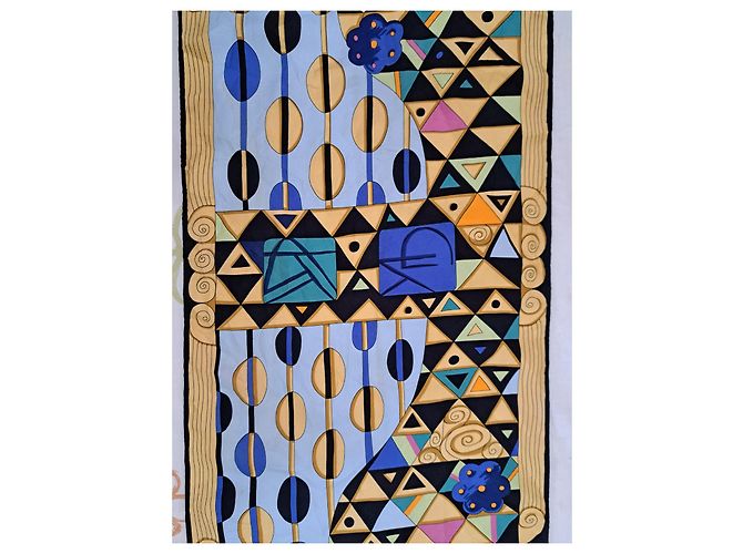 Frey Wille Maxi twill di seta blu egiziano ultra raro Nero Multicolore Beige D'oro Giallo Blu navy Blu chiaro Blu scuro - vista 7