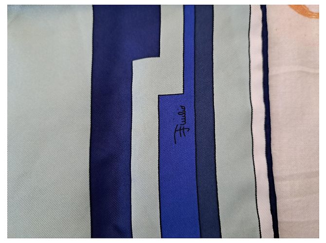 Emilio Pucci Sciarpa Piccola in Seta del 2000S. Nero Bianco Blu Multicolore Porpora Blu navy Blu chiaro Blu scuro Viola scuro - vista 2