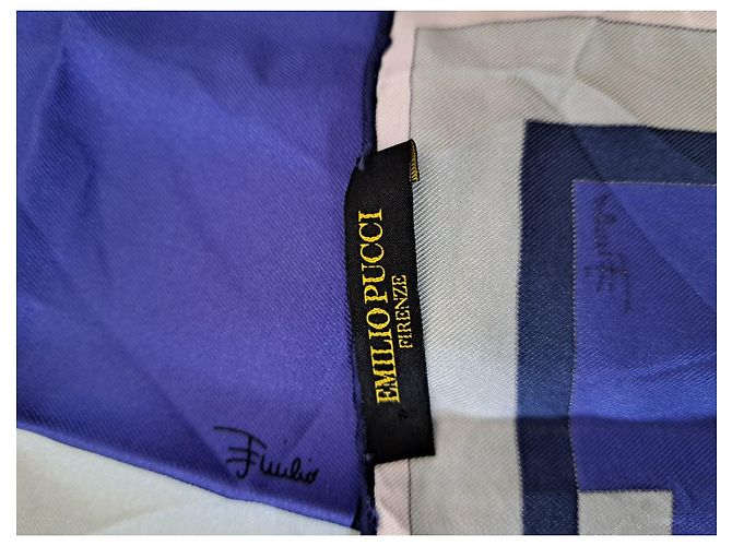 Emilio Pucci Sciarpa Piccola in Seta del 2000S. Nero Bianco Blu Multicolore Porpora Blu navy Blu chiaro Blu scuro Viola scuro - vista 4