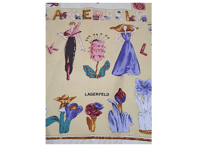 Karl Lagerfeld ULTRA Rara sciarpa di seta Marrone Nero Rosa Blu Multicolore Beige D'oro Crudo Giallo Crema Cognac Corallo Nocciola Bronzo Castagno Caramello Cioccolato Rame Turchese Fuschia - vista 2