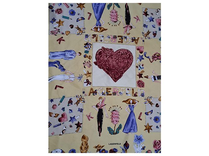 Karl Lagerfeld ULTRA Rara sciarpa di seta Marrone Nero Rosa Blu Multicolore Beige D'oro Crudo Giallo Crema Cognac Corallo Nocciola Bronzo Castagno Caramello Cioccolato Rame Turchese Fuschia - vista 4