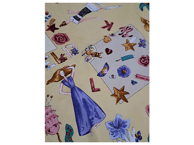 Karl Lagerfeld ULTRA Rara sciarpa di seta Marrone Nero Rosa Blu Multicolore Beige D'oro Crudo Giallo Crema Cognac Corallo Nocciola Bronzo Castagno Caramello Cioccolato Rame Turchese Fuschia - vista 5