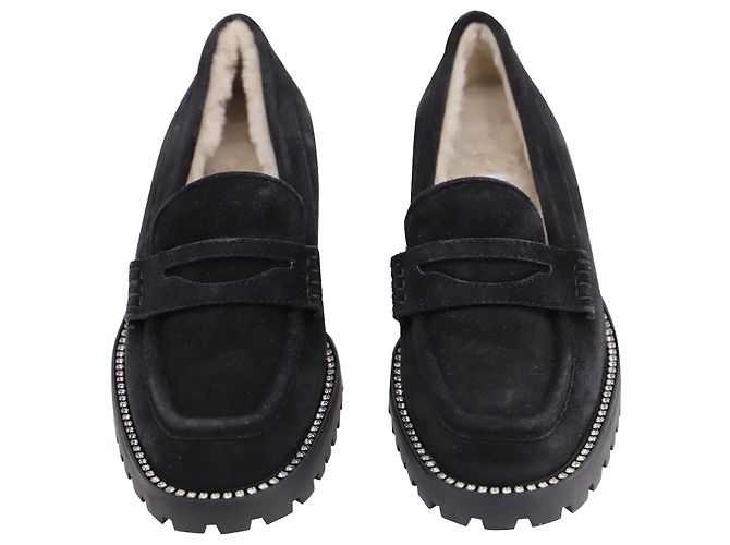 Mocassim Jimmy Choo Deanna com aplicação de cristais e forro em camurça preta Preto - vista 2