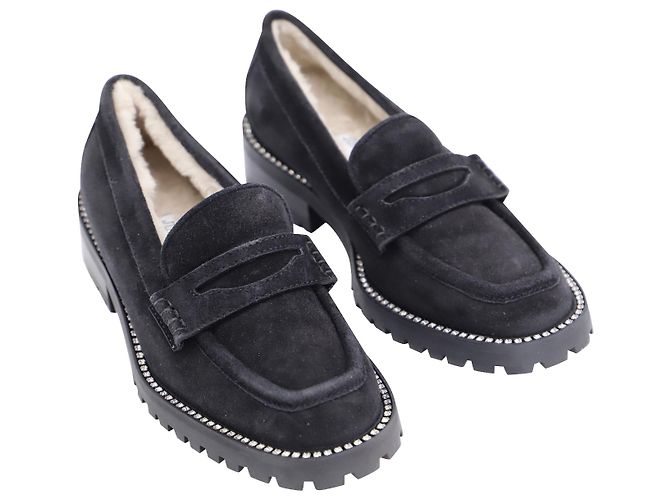 Mocassim Jimmy Choo Deanna com aplicação de cristais e forro em camurça preta Preto - vista 5