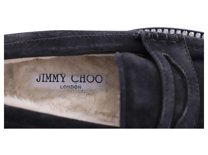 Mocassim Jimmy Choo Deanna com aplicação de cristais e forro em camurça preta Preto - vista 6