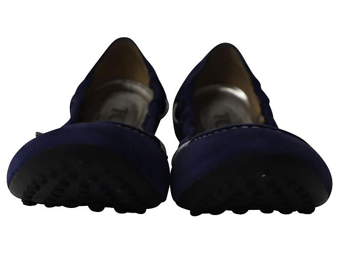 Ballerine Tod's Scrunch in camoscio blu royal - vista 2
