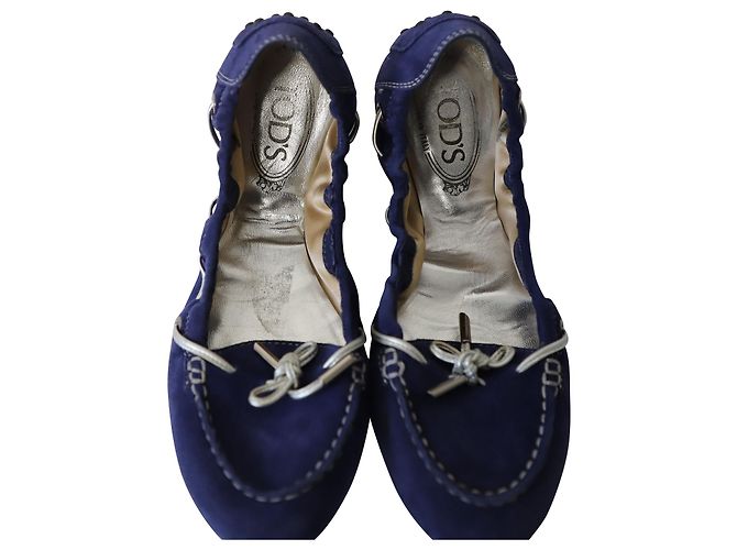 Ballerine Tod's Scrunch in camoscio blu royal - vista 7