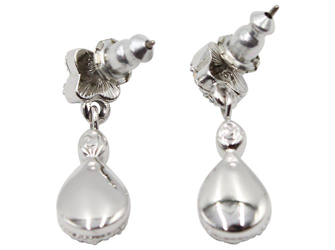 Orecchini pendenti in cristallo Swarovski in metallo argentato Argento Metallico - vista 2