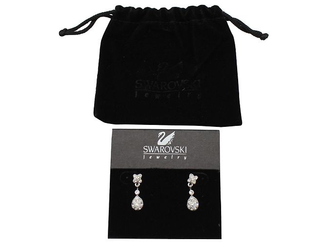 Orecchini pendenti in cristallo Swarovski in metallo argentato Argento Metallico - vista 3
