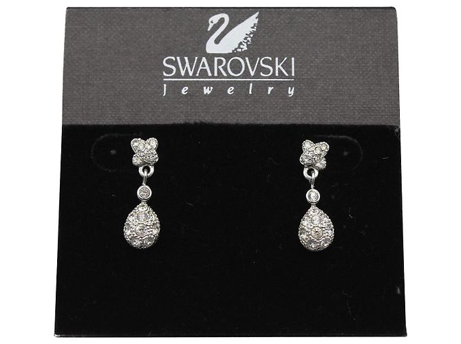 Orecchini pendenti in cristallo Swarovski in metallo argentato Argento Metallico - vista 4
