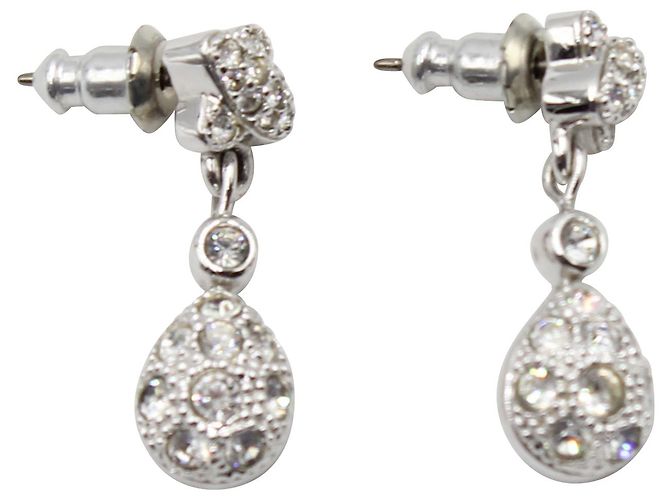 Orecchini pendenti in cristallo Swarovski in metallo argentato Argento Metallico - vista 5