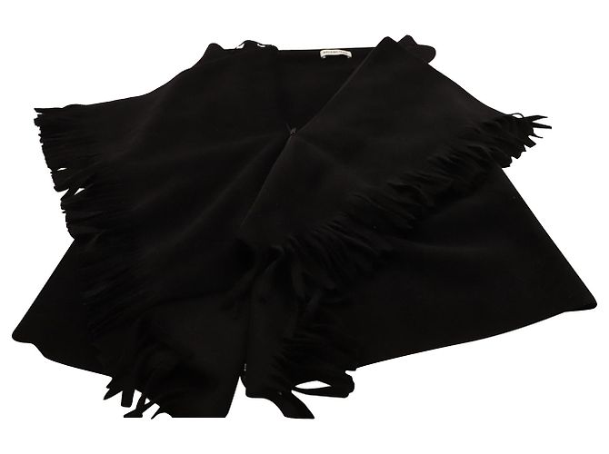 Falda midi asimétrica con flecos en lana negra de Balenciaga Negro - vista 5