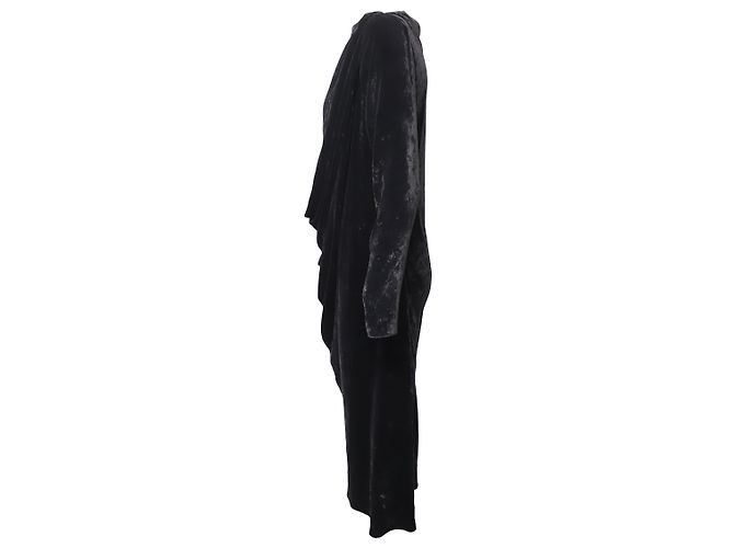 Langärmliges, drapiertes Samtkleid von Lanvin aus schwarzer Viskose - Ansicht 2