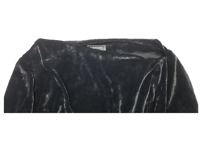 Langärmliges, drapiertes Samtkleid von Lanvin aus schwarzer Viskose - Ansicht 4