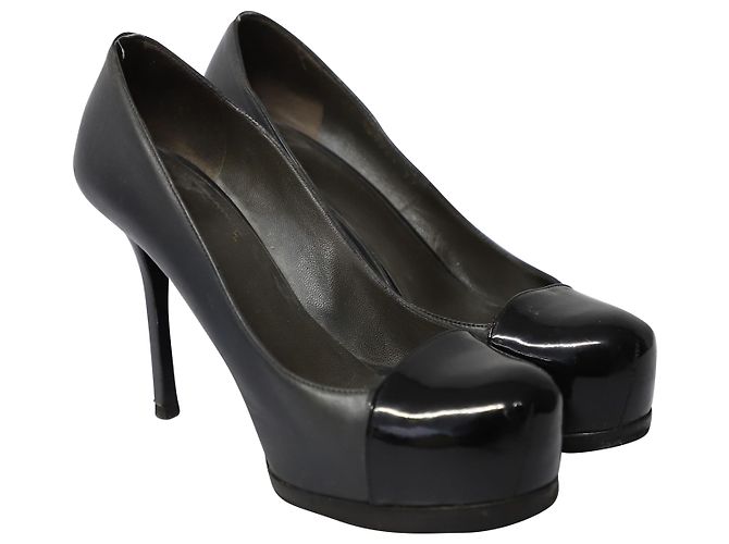 Décolleté Saint Laurent in pelle nera Nero - vista 3