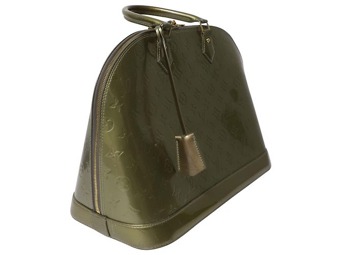 Sac à main Louis Vuitton Alma MM Vernis en Cuir Verni Vert - vue 2