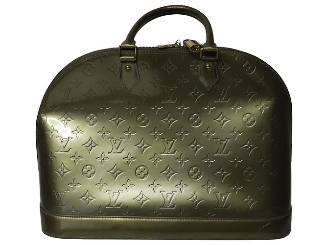 Sac à main Louis Vuitton Alma MM Vernis en Cuir Verni Vert - vue 4