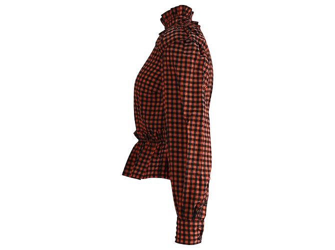 Ganni Seersucker Check Blouse in Multicolor Polyester - view 2