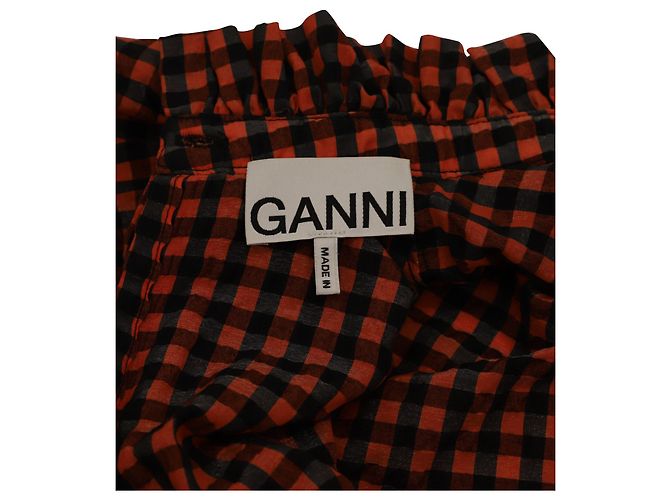 Ganni Seersucker Check Blouse in Multicolor Polyester - view 4