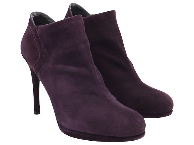 Stuart Weitzman Botines de Tacón Alto en Ante Morado Berenjena Púrpura - vista 2