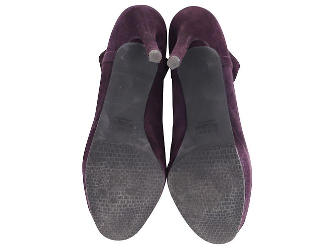 Stuart Weitzman Botines de Tacón Alto en Ante Morado Berenjena Púrpura - vista 4