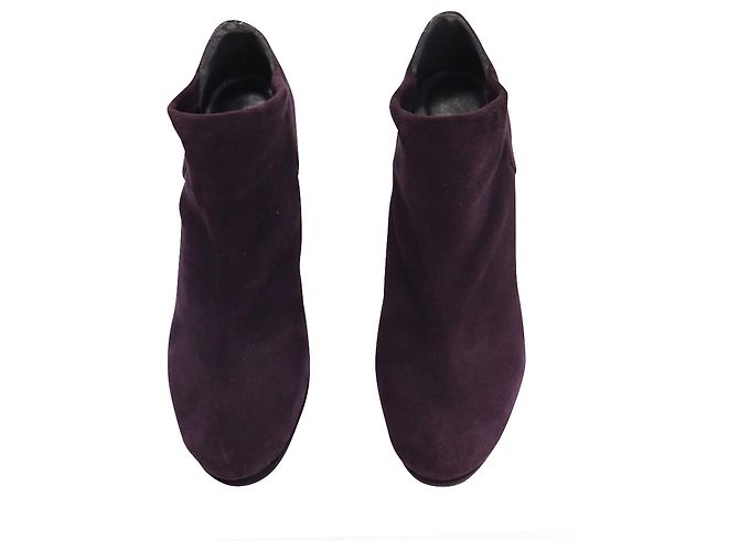 Stuart Weitzman Botines de Tacón Alto en Ante Morado Berenjena Púrpura - vista 5