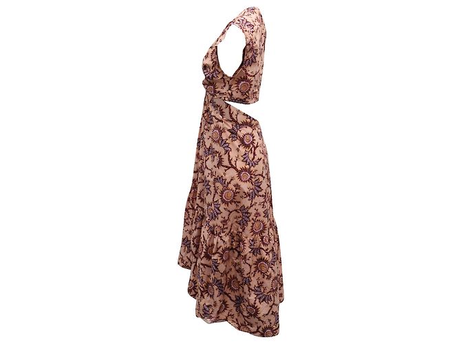 A.L.C Vestido longo ALC Alexandria recortado em algodão rosa - vista 2