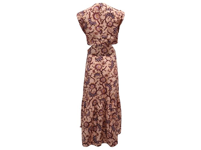 A.L.C Vestido longo ALC Alexandria recortado em algodão rosa - vista 3